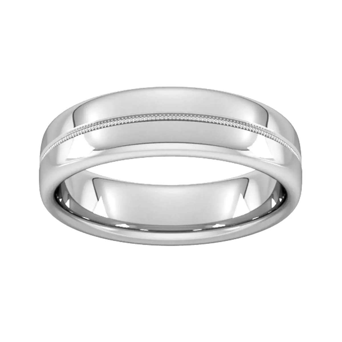 For Him 6mm Slight Court Extra Heavy Milgrain Centre Wedding Ring In Platinum