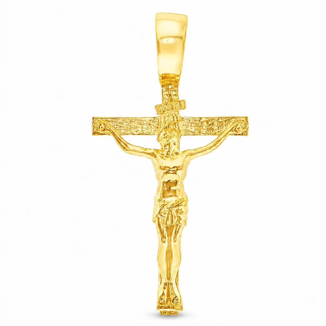 RINA - For Him FACTORY 14K Solid Yellow Gold Cross Jesus 63945 in Yellow Gold – Pendant