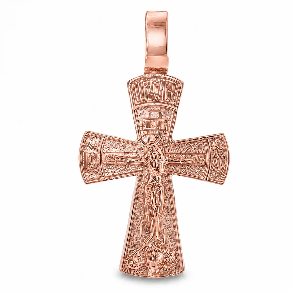 RINA - For Him FACTORY Holy Gold Cross Crucifix 43348 in Rose Gold – Pendant