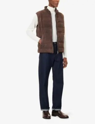 CORNELIANI Reversible Padded Suede Gilet in BROWN, additional product view 2
