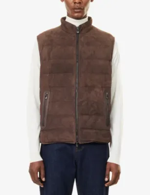 CORNELIANI Reversible Padded Suede Gilet in BROWN, additional product view 3