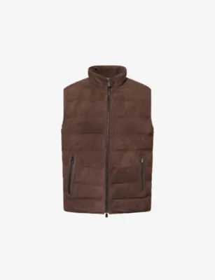 CORNELIANI Reversible Padded Suede Gilet in BROWN – Mens | Coats & jackets | Gilets