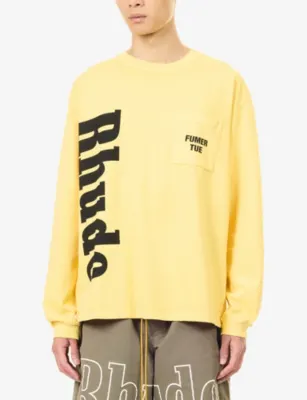 RHUDE Logo-Print Patch-Pocket Cotton T-Shirt detail 3