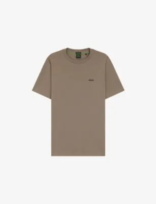 BOSS Brand-Print Regular-Fit Stretch-Cotton T-Shirt