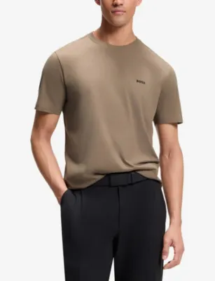 BOSS Brand-Print Regular-Fit Stretch-Cotton T-Shirt detail 3