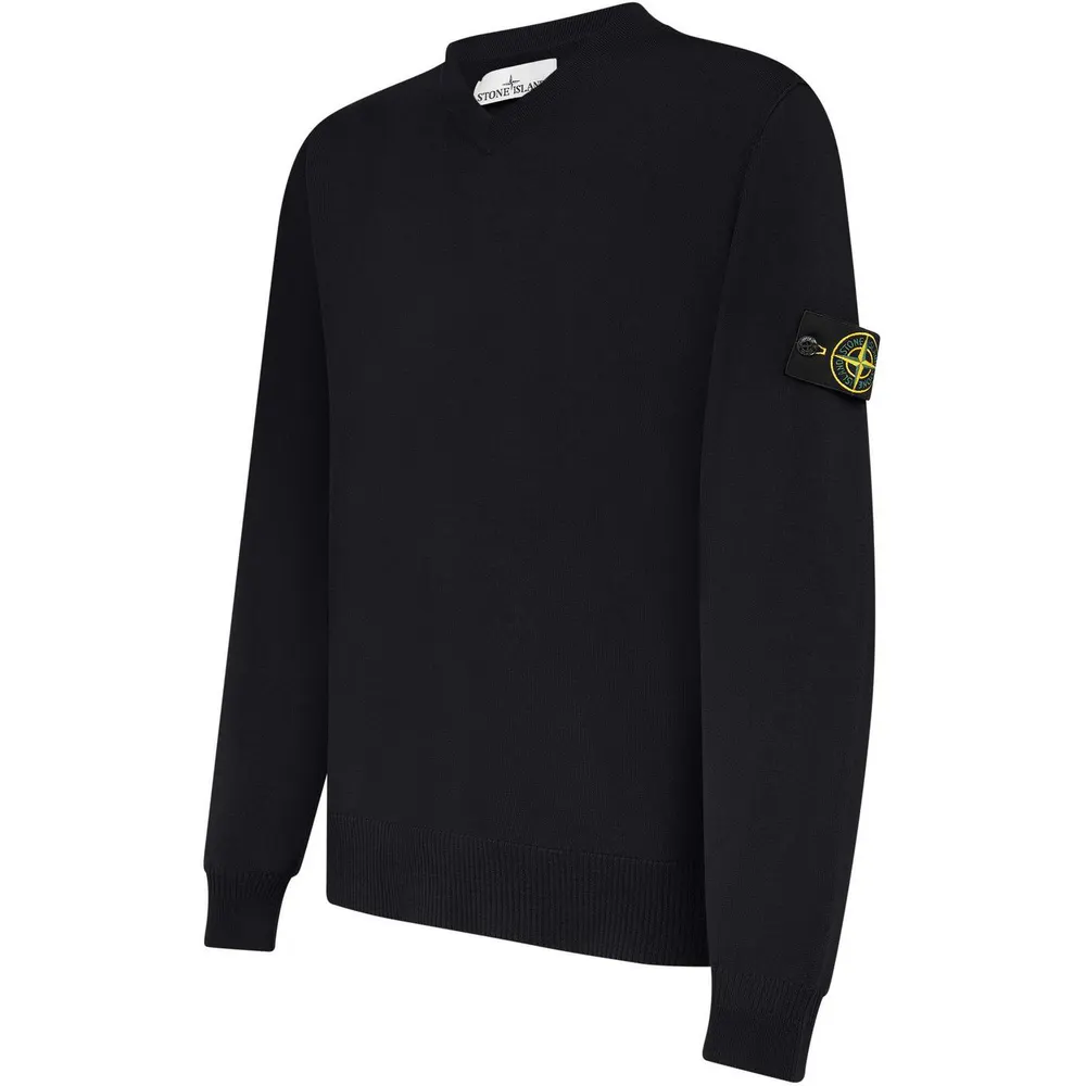 Stone Island V Neck Wool Sweater detail 3