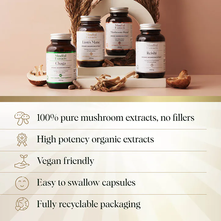 Mindful Extracts Organic Lion’s Mane Mushroom Extract 60 Vegan Capsules detail 3