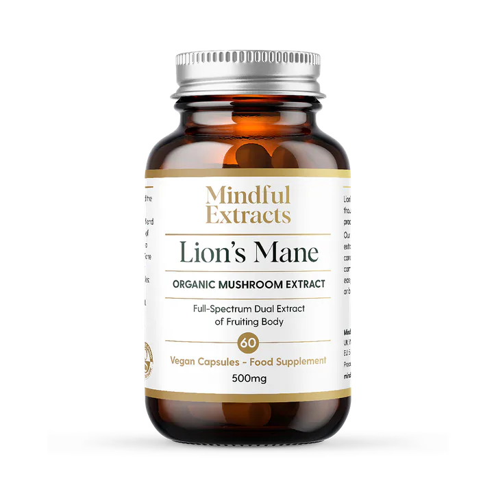 Mindful Extracts Organic Lion’s Mane Mushroom Extract 60 Vegan Capsules
