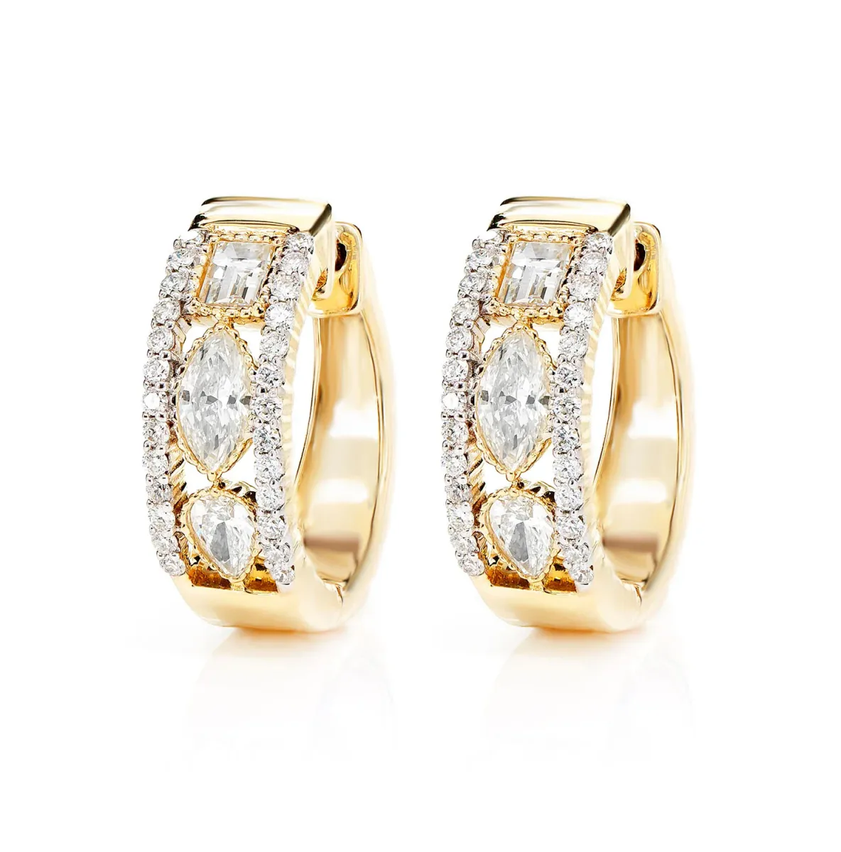 For Him Open Diamond Multi Shape Hoop Earrings in Rose Gold / Lab Grown Diamond – Earring