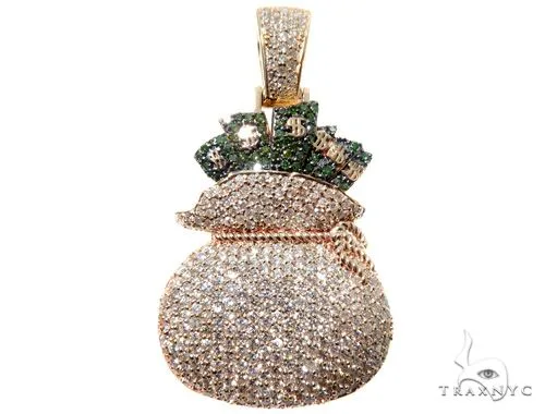 RINA - For Him FACTORY Custom Prong Diamond Money Bag Pendant 64213 in Rose Gold – Pendant