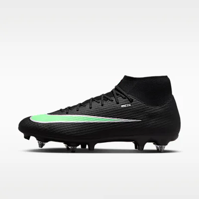 Nike Mercurial Superfly 11 Academy Soft-Ground High-Top Football Boots - Black/Black/Illusion Green