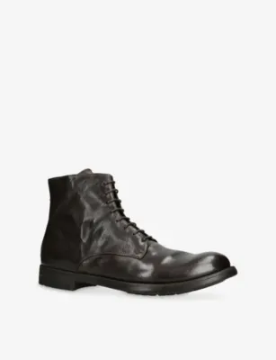 OFFICINE CREATIVE Hive Lace-Up Leather Boots - EUR 45 / 11 UK MEN in Dark Brown, additional product view 3