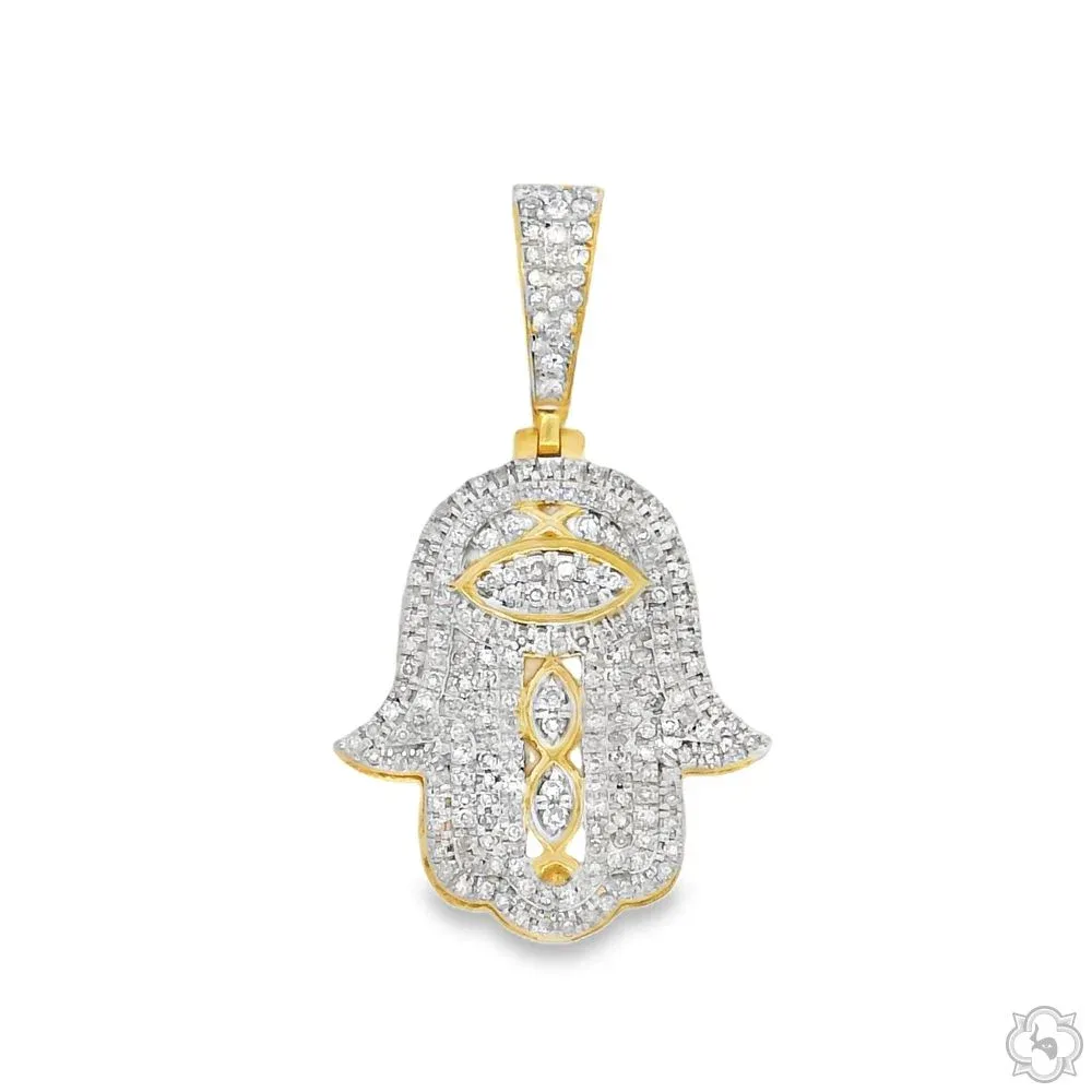 ANNA - SAVIRA (CLOSE OUT) 10K Gold Diamond Hamsa Pendant 63618 in Yellow Gold – Pendant