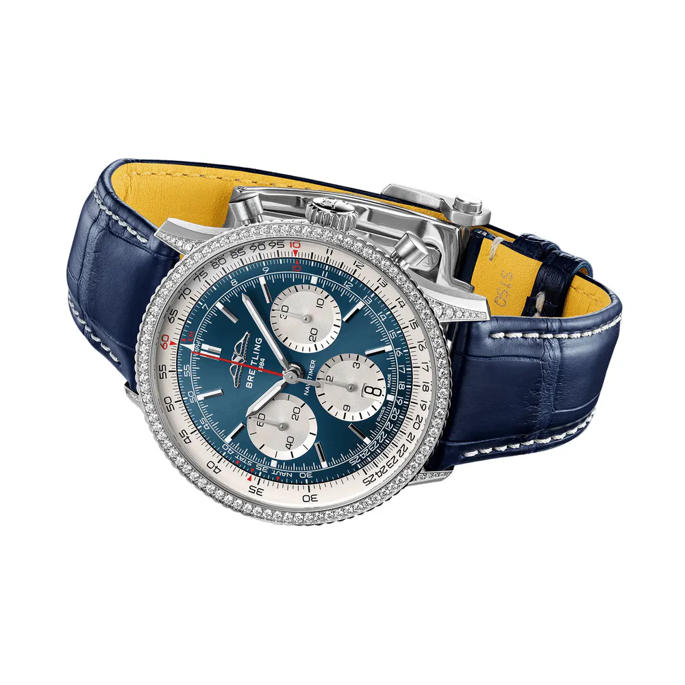 Breitling Navitimer Chronograph 41mm Mens Watch White Eyed Blue Dial detail 3