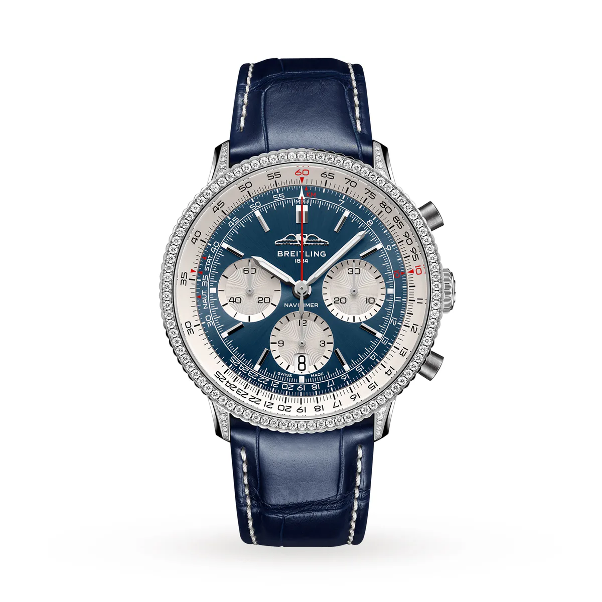 Breitling Navitimer Chronograph 41mm Mens Watch White Eyed Blue Dial