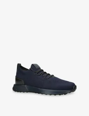 TODS Run 63K Calzino Knitted and Leather Trainers - EUR 39 / 5 UK MEN in Navy, additional product view 3
