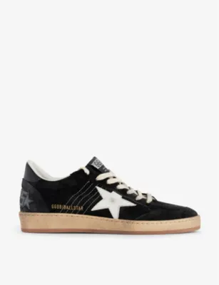 GOLDEN GOOSE Ballstar star-appliqué suede low-top trainers - EUR 43 / 9 UK MEN in BLK/WHITE – Mens | Trainers | Lace up trainers