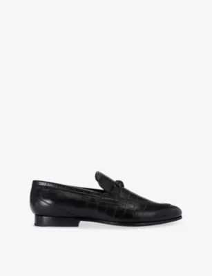 KURT GEIGER LONDON Alton Croc Leather Loafers - EUR 42 / 8 UK MEN in BLACK – Mens | Loafers