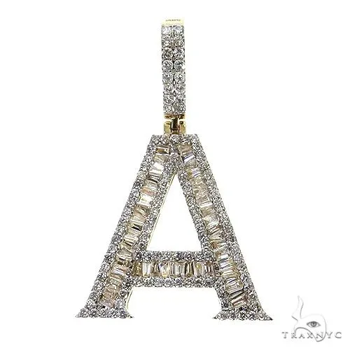 ANNA - CONSCIOUS DIAMONDS 14K Gold Baguette Diamond Initial Letter 69049 in Yellow Gold / B – Pendant