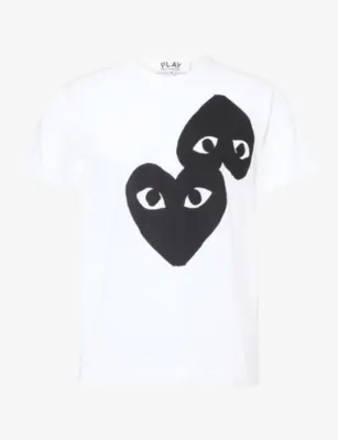 COMME DES GARCONS PLAY Double Black Heart Print Cotton-Jersey T-Shirt