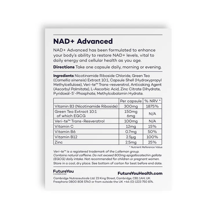 FutureYou Cambridge NAD+ Advanced 28 Capsules detail 2