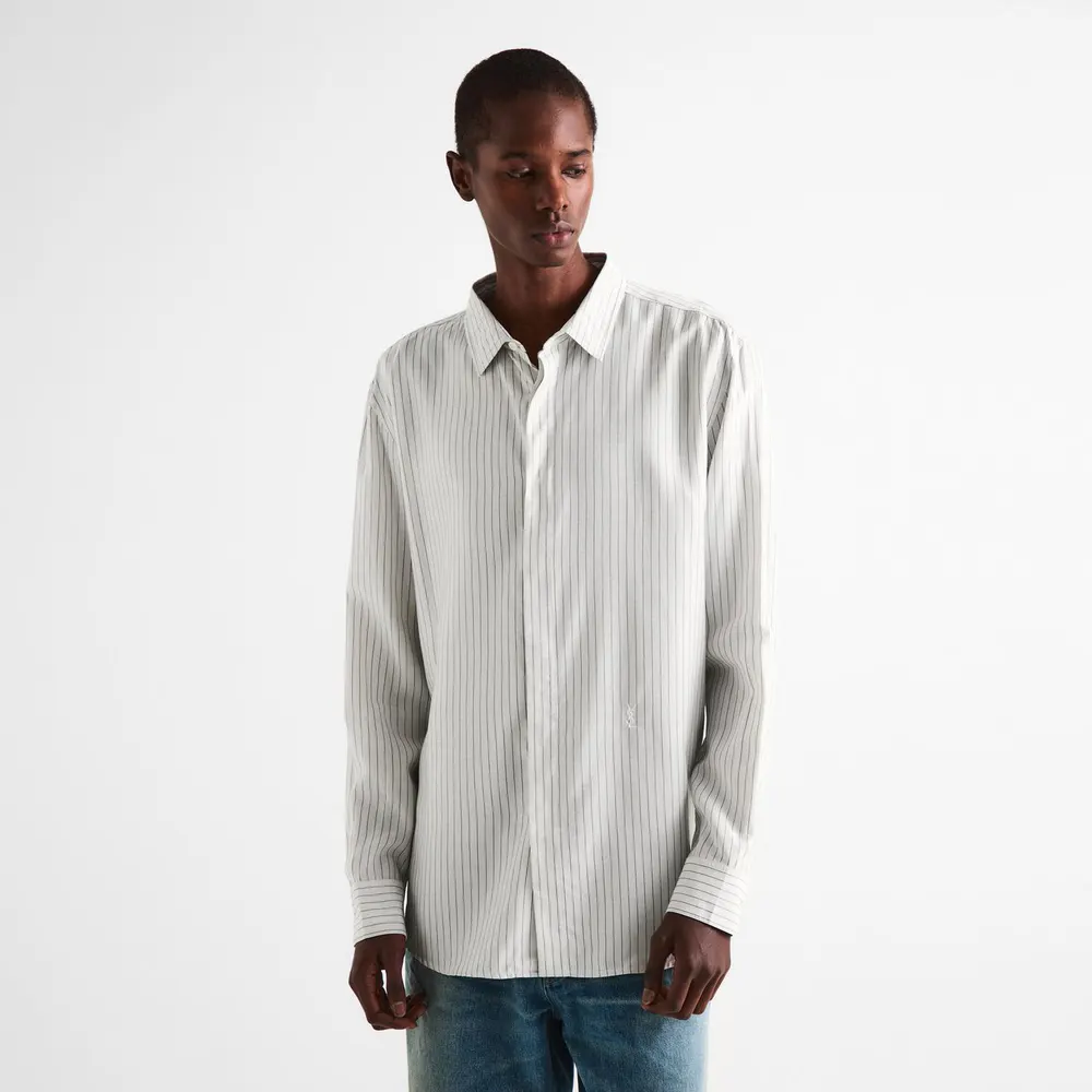 Saint Laurent Men's Cass Long Sleeve Patterned Shirt detail 3