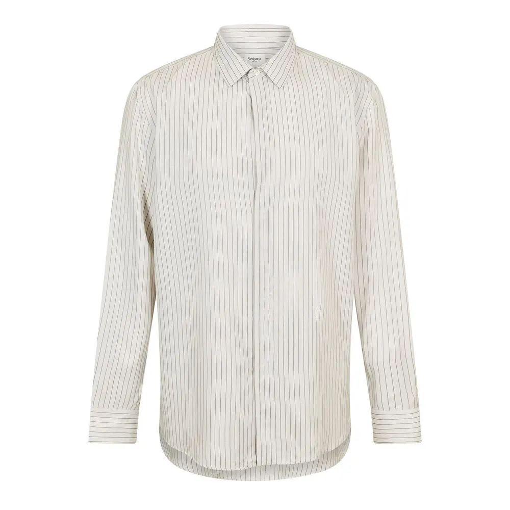 Saint Laurent Men's Cass Long Sleeve Patterned Shirt