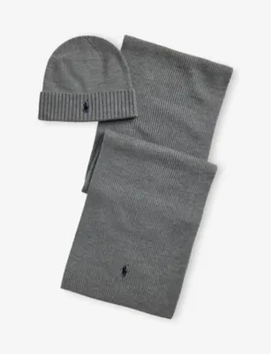 POLO RALPH LAUREN Logo-Embroidered Wool Beanie Hat And Scarf Gift Set