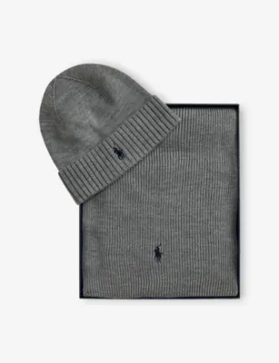 POLO RALPH LAUREN Logo-Embroidered Wool Beanie Hat And Scarf Gift Set detail 3