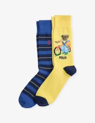 POLO RALPH LAUREN Branded Set of Two Cotton-Blend Socks