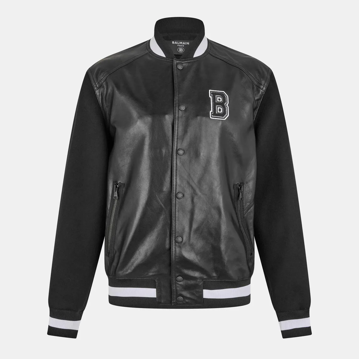 Balmain Men's Logo Press-Stud Varsity Jacket