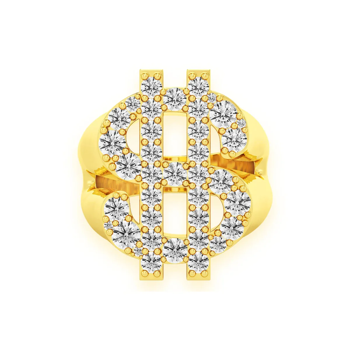 For Him Dollar Sign Signet Ring in Yellow Gold / Natural Diamond – Ring
