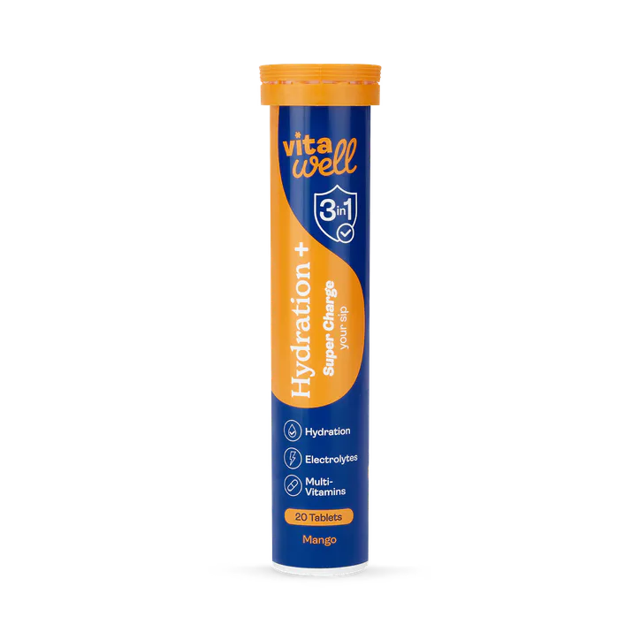 Vitawell 3-In-1 Formula Electrolyte & Multivitamin Effervescent Mango