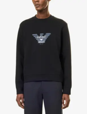 EMPORIO ARMANI Logo-Print Cotton-Blend Sweatshirt detail 3