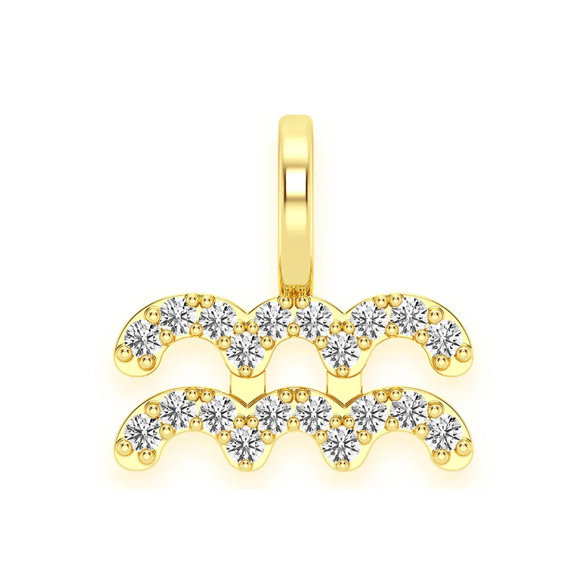 For Him Astrology Zodiac Diamond Pendant in Aquarius / Yellow Gold / Natural Diamond – Pendant