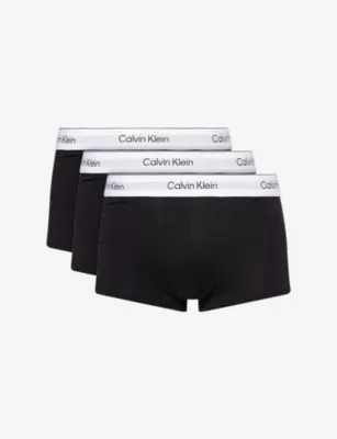 CALVIN KLEIN Icon Logo-Waistband Pack Of Three Stretch-Cotton Trunks