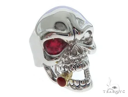 RINA - For Him CUSTOM 10K White Gold Skull Ring With Cigar 65097 in Rose Gold / 5 – Ring