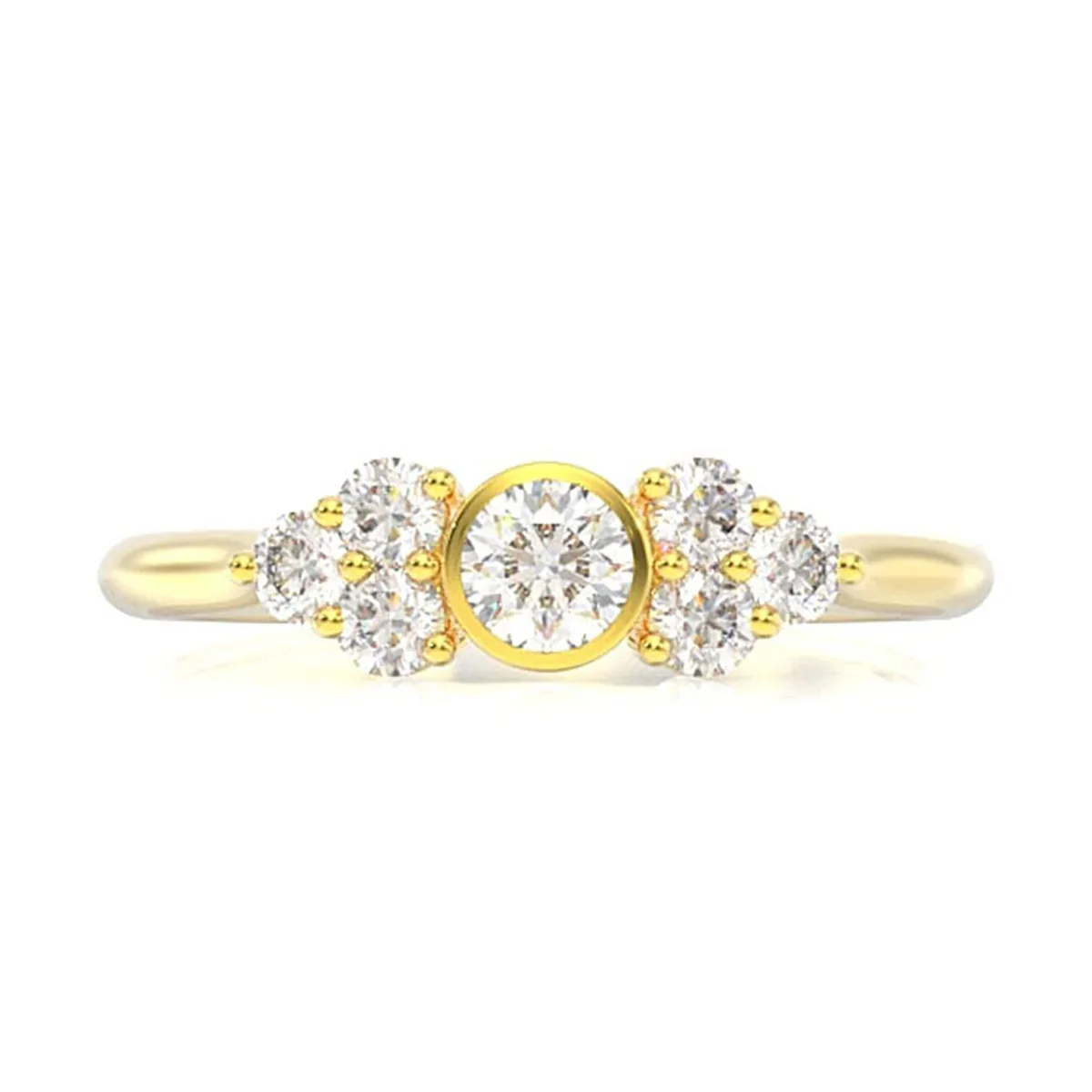 For Him Round Bezel Triangle Accent Ring