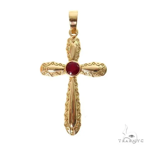 RINA - For Him FACTORY Sacred Scarlet Ruby Cross Pedant 69604 in Rose Gold – Pendant