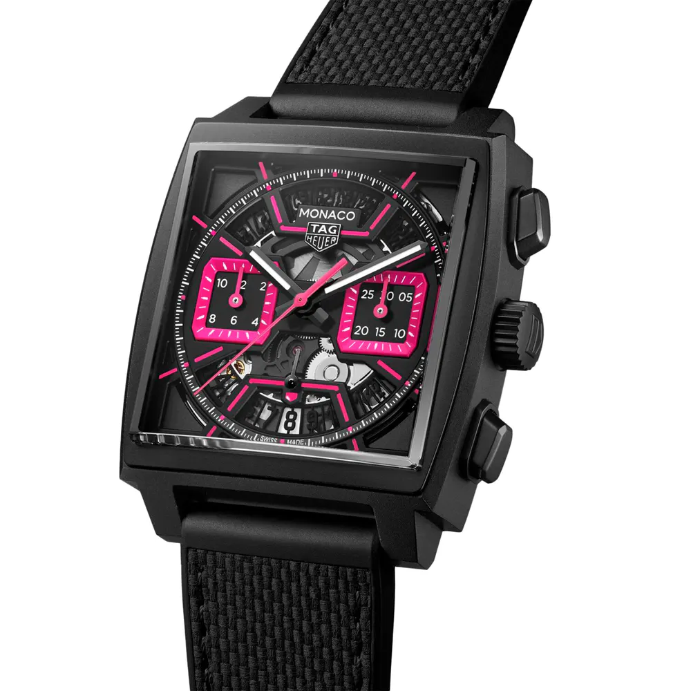TAG Heuer Monaco Chronograph Pink 39mm Mens Watch in Black, additional product view 2