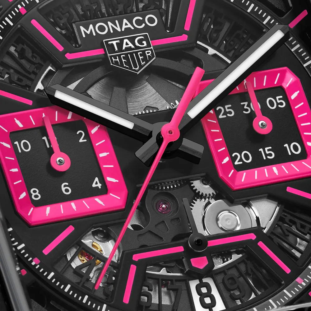 TAG Heuer Monaco Chronograph Pink 39mm Mens Watch in Black, additional product view 3