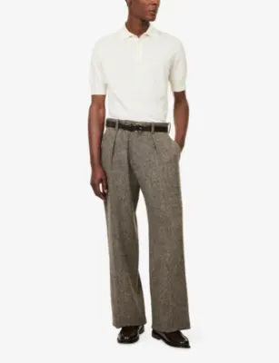 DRAKES Short-Sleeve Linen and Cotton-Blend Polo Shirt detail 2