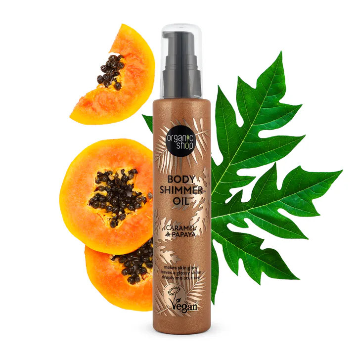 Organic Shop Body Shimmer Oil Caramel & Papaya 100ml detail 2
