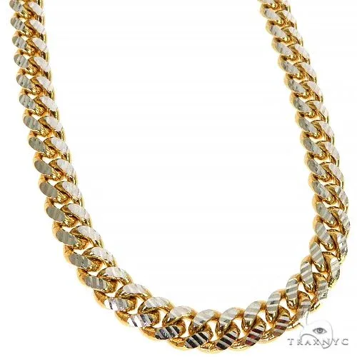 JALGAS - SKYLINE JEWELRY 14K Yellow Gold Diamond Cut Solid Miami Cuban Chain 22 Inches 7mm 70360 in Yellow / 22 Inches – Chain