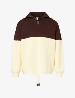 LOEWE Two-Tone Quarter-Zip Cotton-Blend Jumper