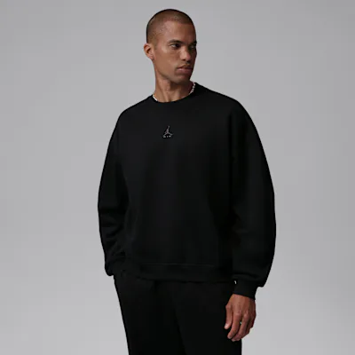 Jordan Brooklyn Men's Oversized Fleece Crew-Neck Sweatshirt - Black/Black/Dark Smoke Grey