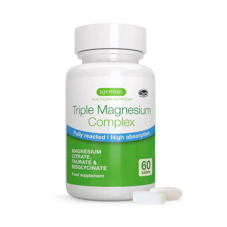 Igennus Healthcare Nutrition Advanced Triple Magnesium Complex with Glycinate, Citrate & Taurate, 60 Tablets