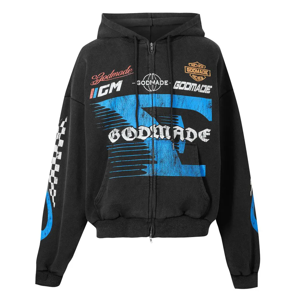 God Made Men's Full Zip Fleece in WASH BLACK – Clothing