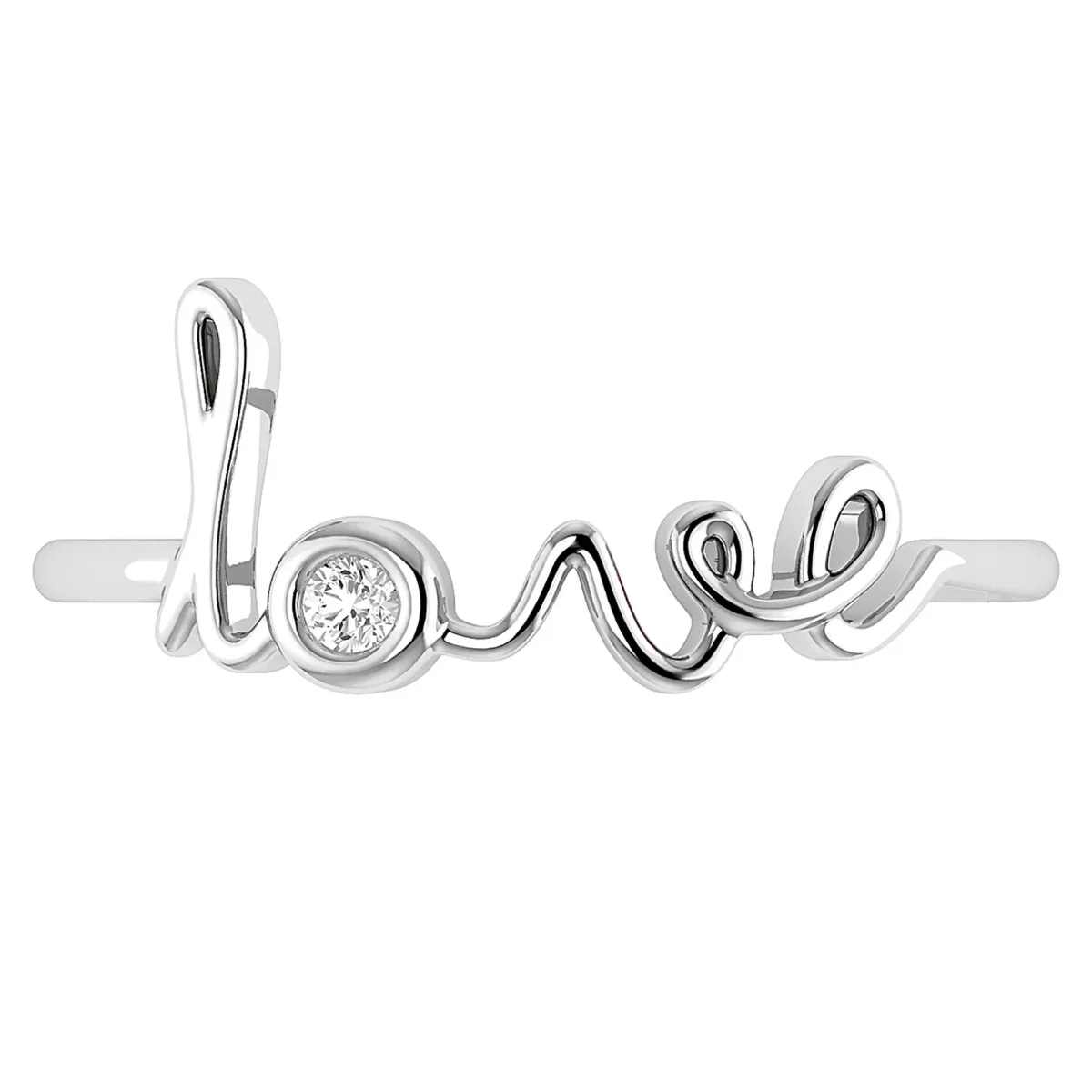 For Him Love Script Diamond Ring in Rose Gold / Natural Diamond – Ring