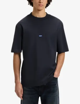 HUGO Logo-Patch Regular-Fit Cotton-Jersey T-Shirt detail 3